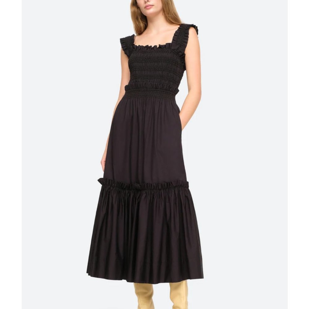 Sea NY Phoebe Smocked Dress Black Med